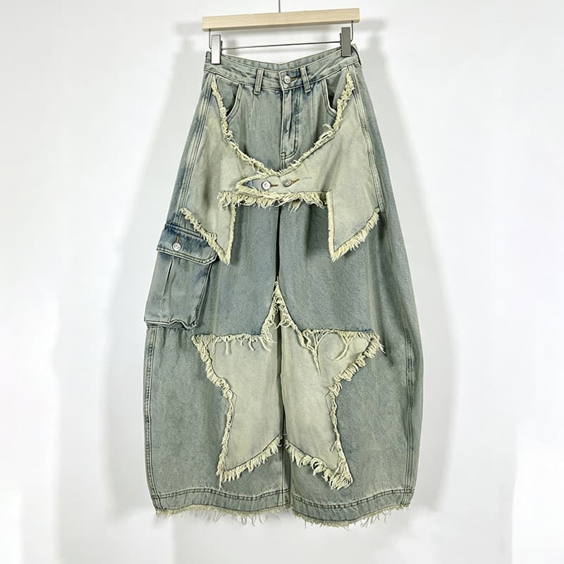 Distressed Casual Cargo Jeans for Women 2026 Spring/Summer New High-Waist Loose Slimming Versatile Large-Size Curved-Leg Pants Trend