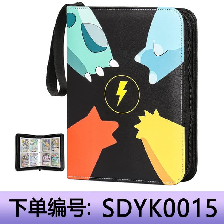 Card Book Wholesale 4-Slot Large Capacity Pokémon Card Book Charizard Storage Card Book PU Zipper Card Collection Book