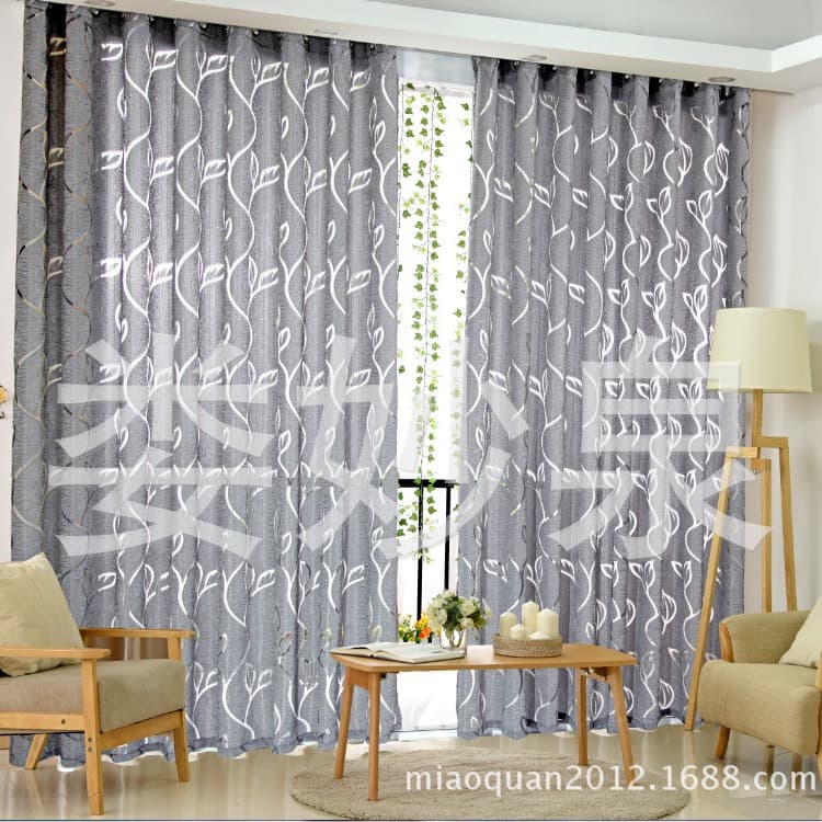 Cut-out semi-blackout leaf curtains, a hot-selling finished fabric on AliExpress and eBay, suitable for export as window screens, partitions, and door curtains, jacquard.