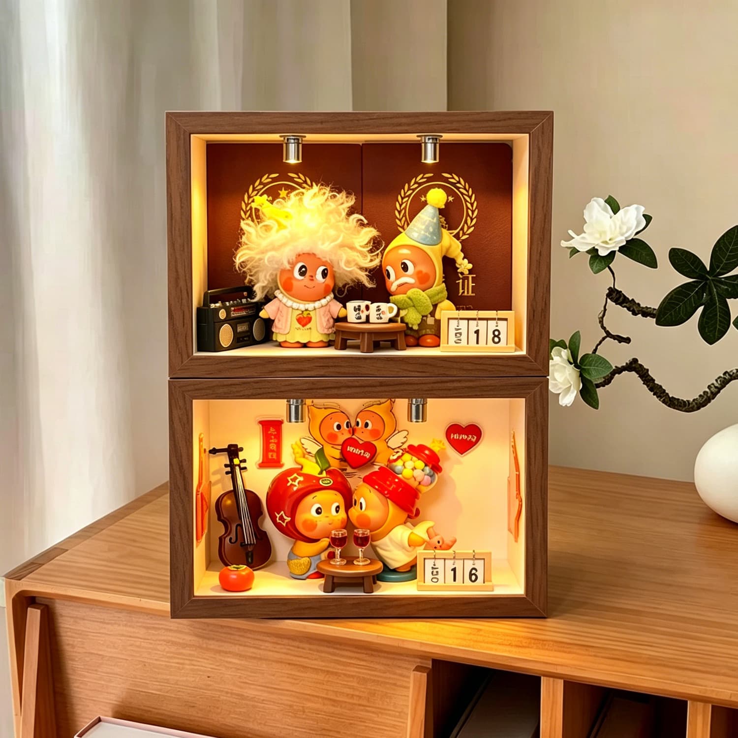 Hollow three-dimensional luminous photo frame 6 inches 7 inches 8 inches blind box hand-made diy display frame bedroom decoration lighting picture frame