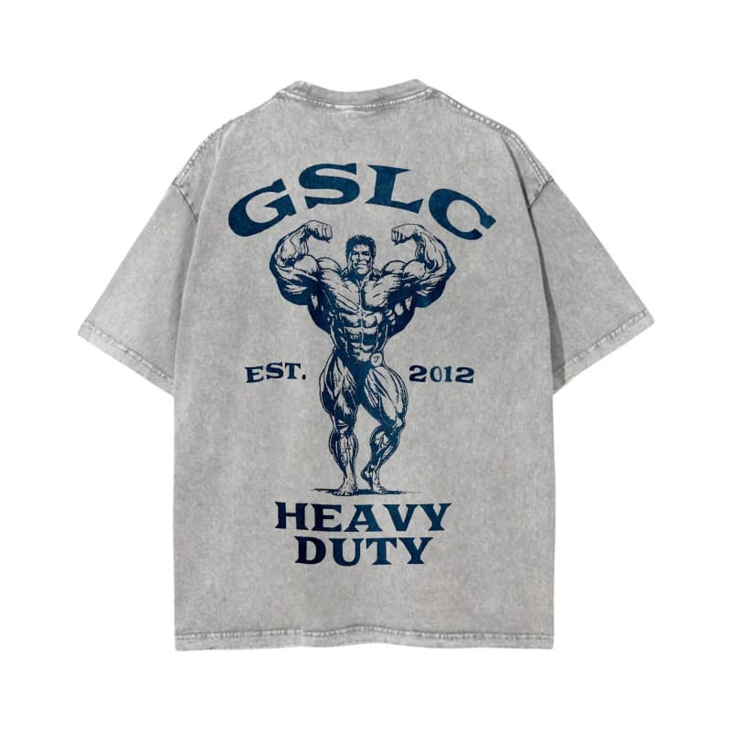 [Cross-border European code] Gym Washed Gray Tee, Gym Washed Cotton T-shirt