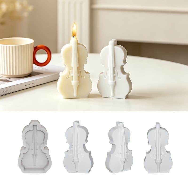 Nordic Style Violin Scented Candle Silicone Mold Creative Plaster Ornament DIY Soap Mold