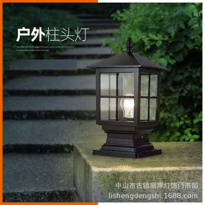 Solar column lamp outdoor waterproof courtyard wall lamp outdoor villa gate garden fence column lamp