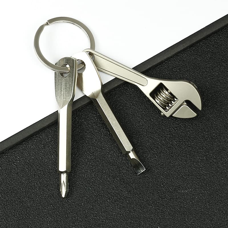 Metal Gadgets Cross Slotted Screwdriver Keychain Small Wrench Pendant Multifunctional Keychain Tool Set