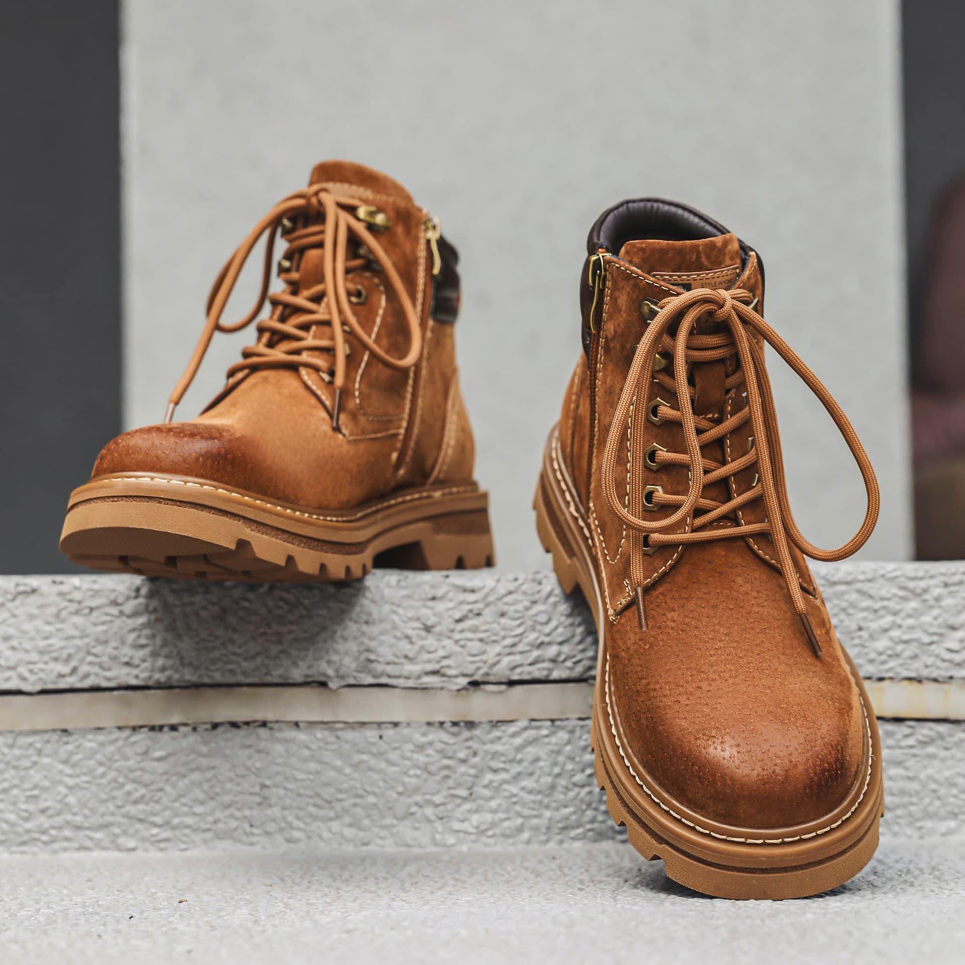 British Retro High-Top Tough Martin Boots for Men, Autumn and Winter New Arrival, Youth Lightweight Breathable Outdoor Work Boots