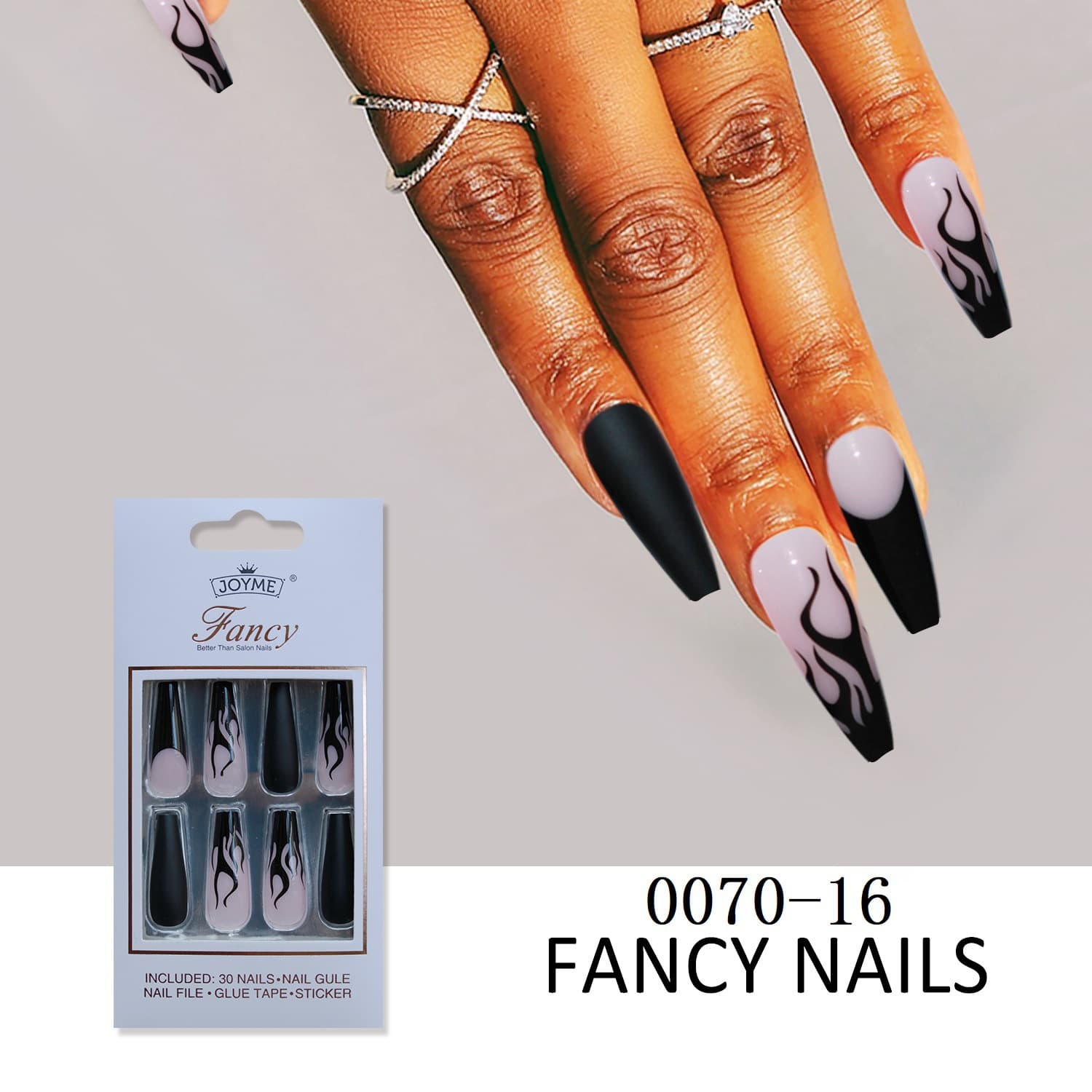 European and American cross-border nails 30 pieces finished nails wearable nails wholesale leopard print sequin flame nails ready-made with tool kit