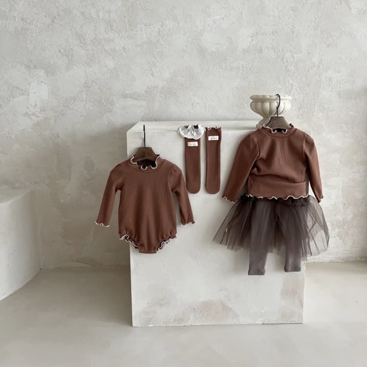 Korean Autumn Girls Triangle Romper Ruffle Knit Ribbed Baby Bodysuit Infant Girl Clothes Onesie