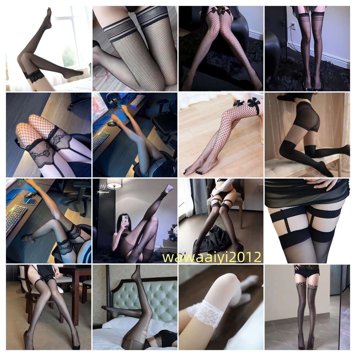 Sexy Black and White Over-the-Knee Stockings with Bowknot, Sheer Lace-Up Fishnet Stockings for Women