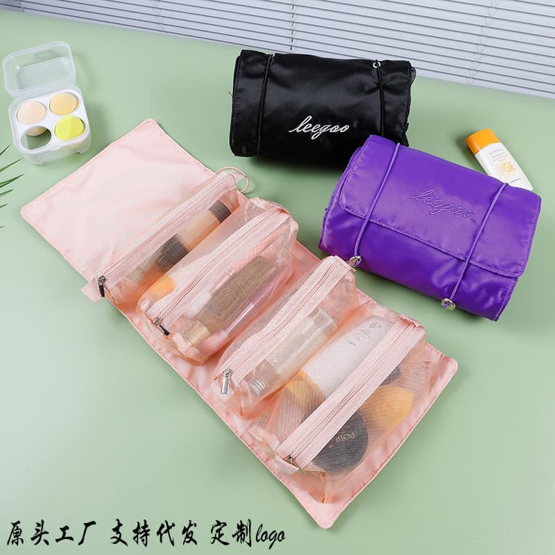 Detachable 4-in-1 Cosmetic Bag Large Capacity Small Storage Bag Portable Travel Wash Bag Makeup Organizer