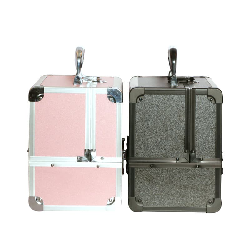 Portable Aluminum Alloy Makeup Case Household Storage Horizontal Square Double-Door Nylon Lining Korean Style Minimalist Solid Color