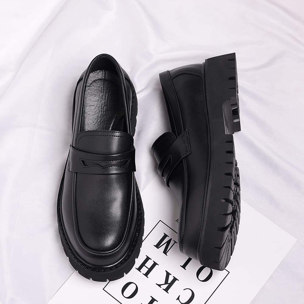 Cross-border Plus Size New Casual Leather Shoes Fashion Thick Sole Loafers Trend British Style Business Men's Shoes 48