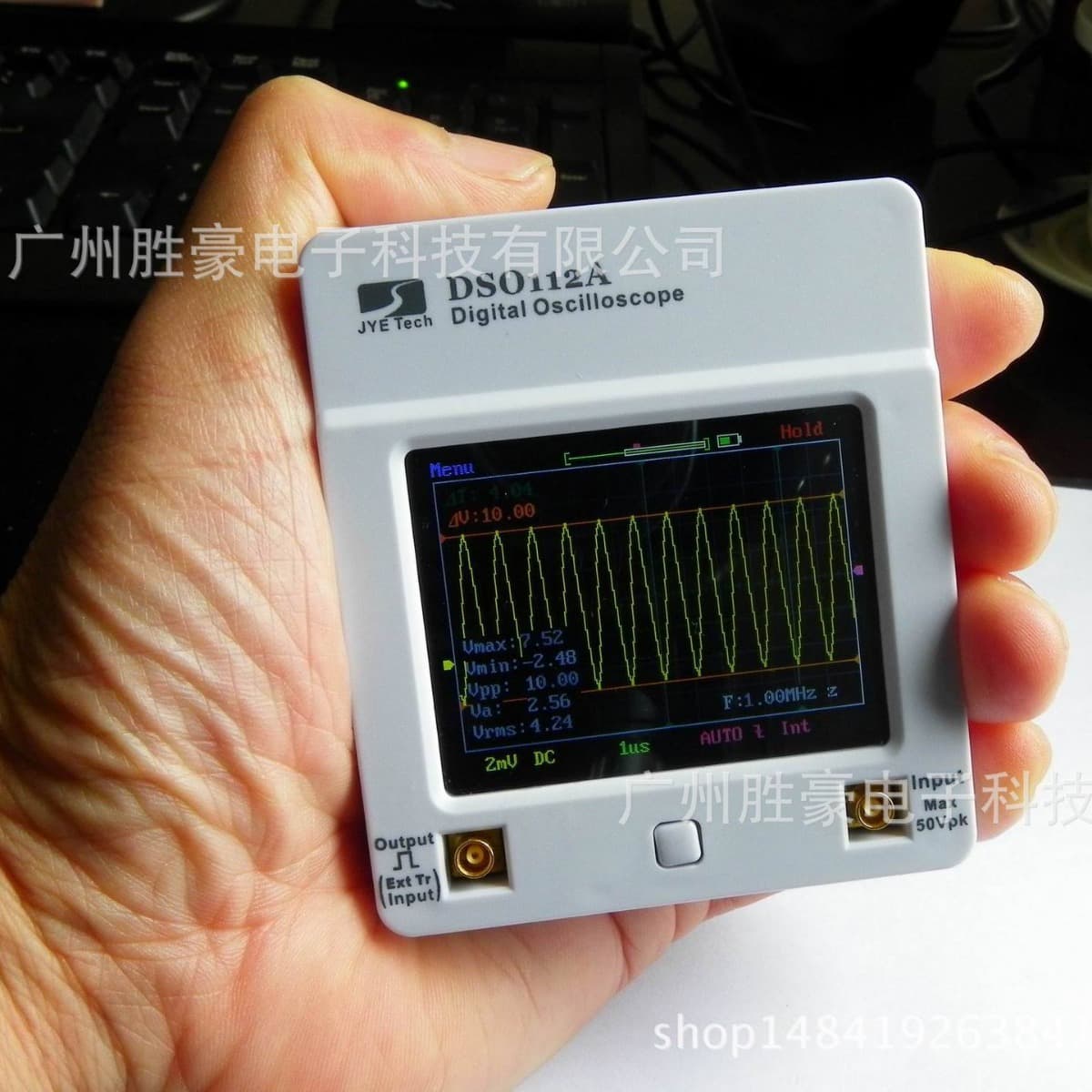 JYETech DSO112A Pocket Oscilloscope 2MHz Bandwidth 5M Sampling Full-Screen Touch Handheld Digital Oscilloscope