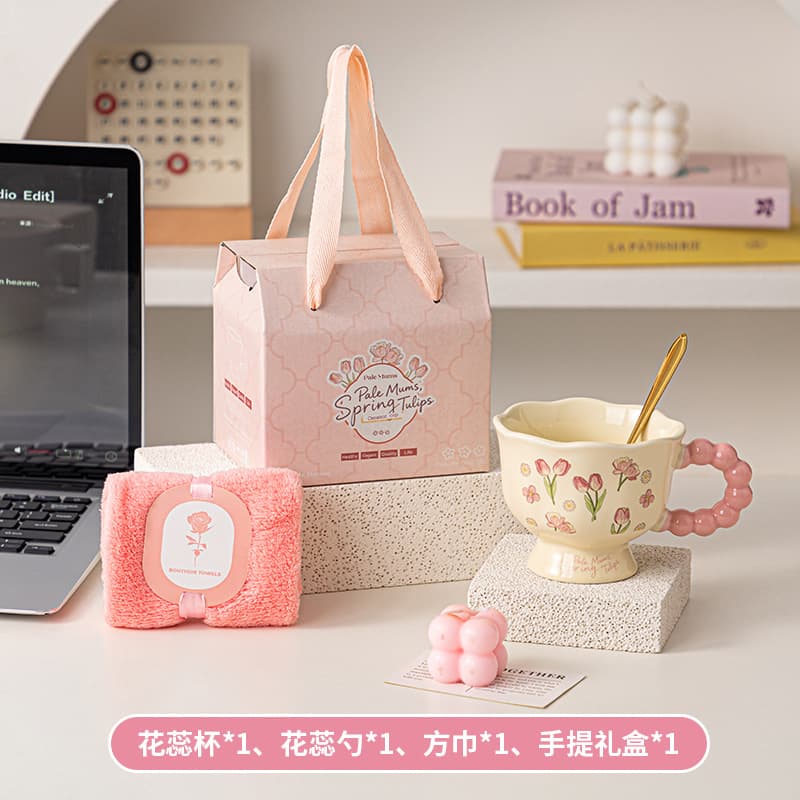 Tulip Mug Fresh and Elegant High-Appearance Ceramic Cup with Logo Print for Women Best Friend Gift