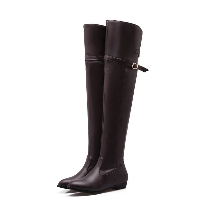 Flat Heel Over-the-Knee Boots Women's New Winter Knight Boots Women's Riding Boots Long Boots Low Heel Chunky Heel Leather Boots