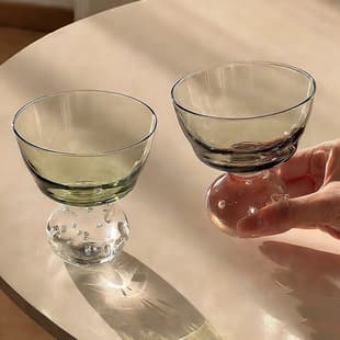 Unique Design Retro Green Bubble Glass High-End Hand-Blown Cocktail Glass Premium Water Glass
