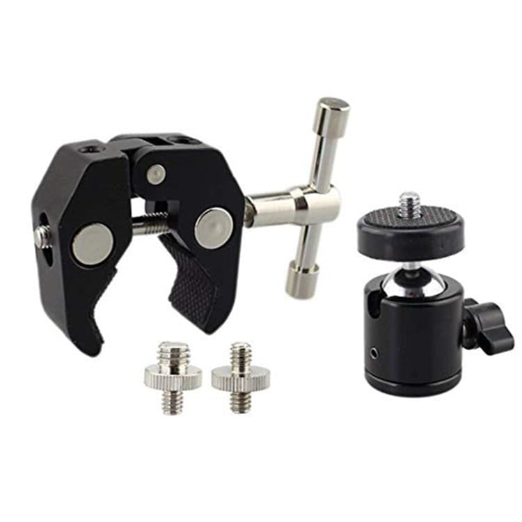 Large Crab Clamp with Ball Head Multi-function, Heavy-Duty Clamp for Light Stand and Camera Support, Q29 Ball Head