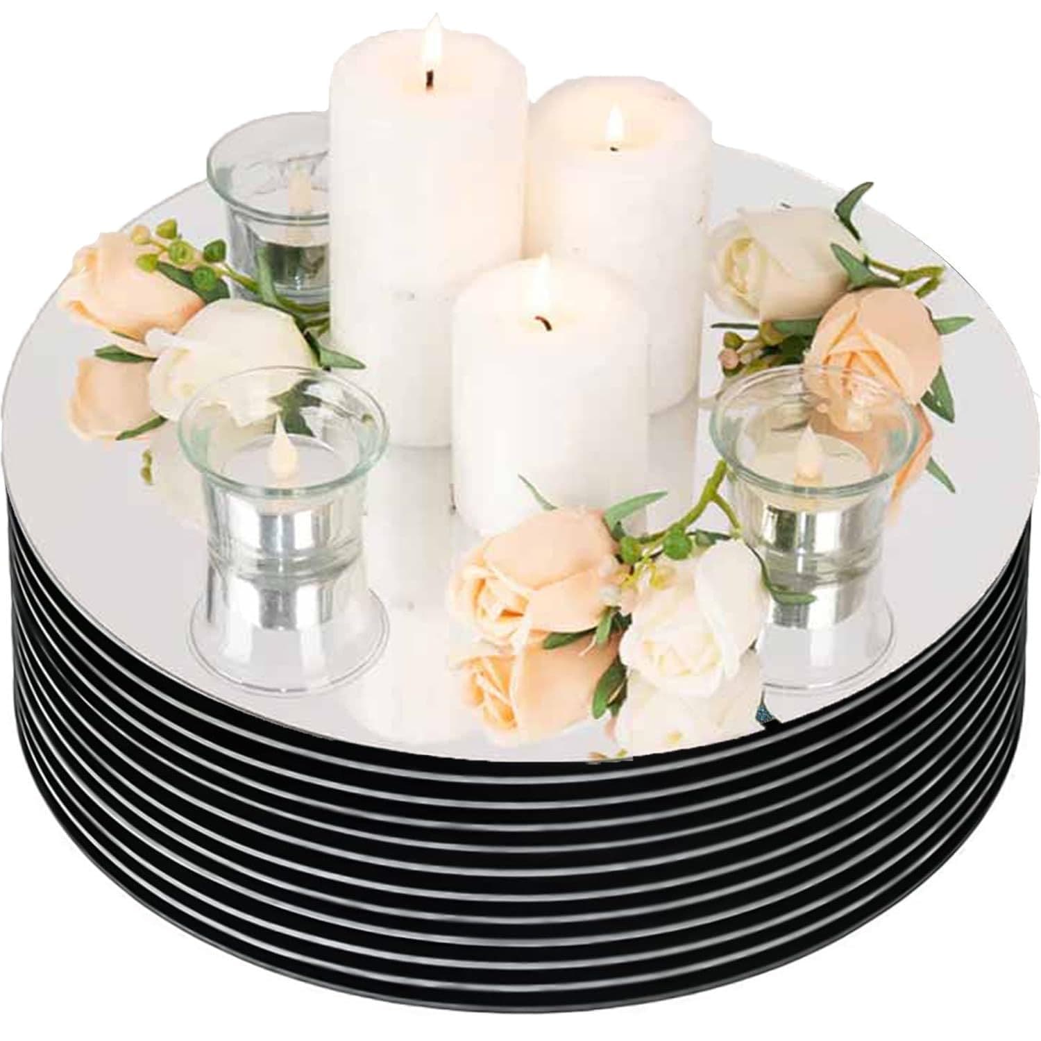 Cross-border round acrylic mirror living room bathroom mirror wall sticker party wedding tabletop candle placement placemat