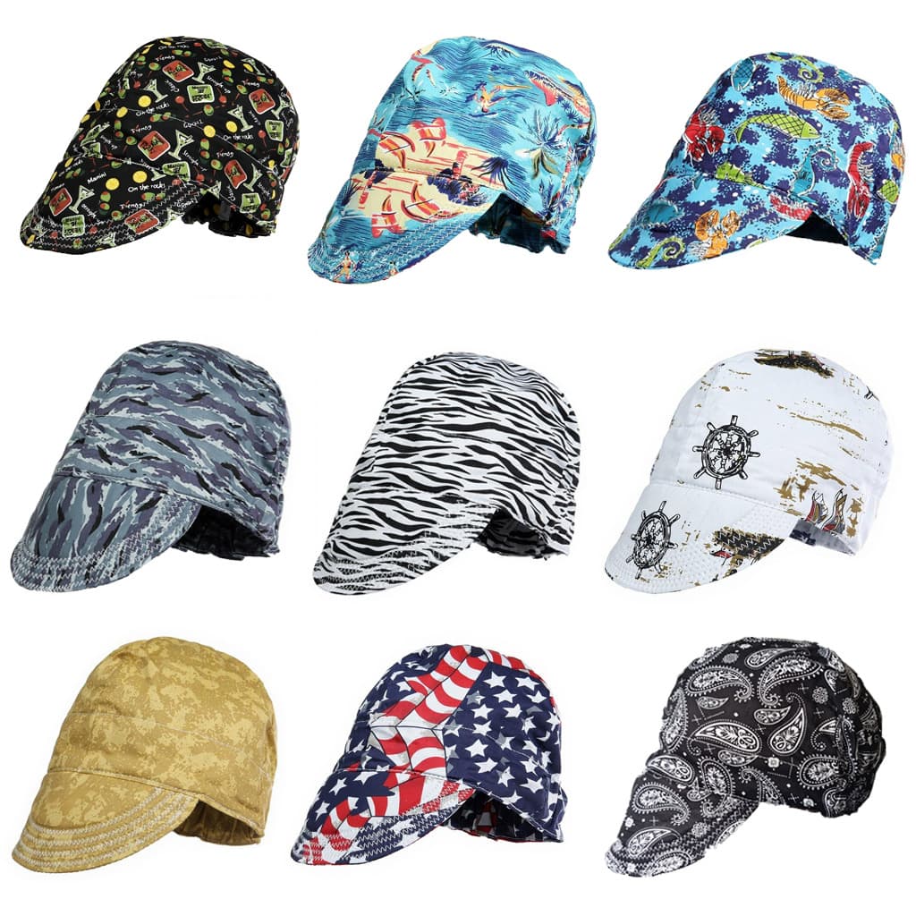 Breathable Pure Cotton Floral Style Welding Worker's Cap Heat Insulation Dustproof Splash Proof Welding Helmet Cover Washable