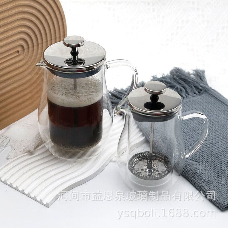 Glass French Press, High Borosilicate Glass Double-Layer Thickened Tea Brewer, Coffee Pot with Stainless Steel Filter for Home Use