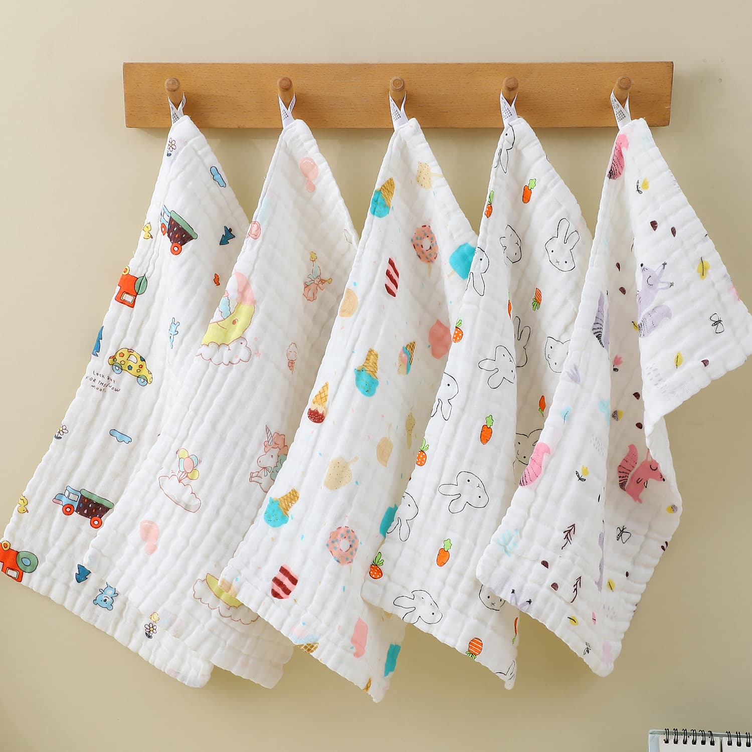 High-density six-layer cotton gauze baby towel, infant supplies, children's handkerchief, soft face towel for newborns and toddlers