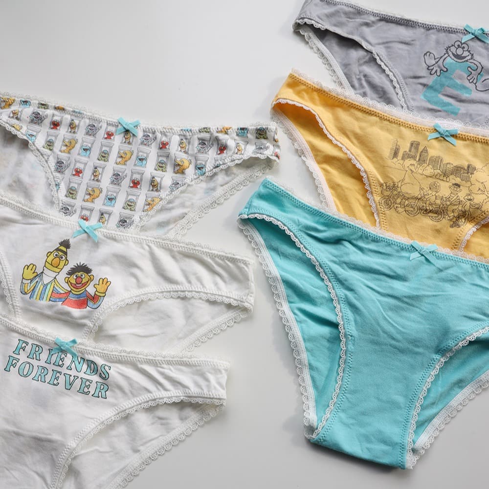 Spain WS x Sesame Street Cotton Girls' Panties Cartoon Cute Triangle Low-Waist Women's Underwear