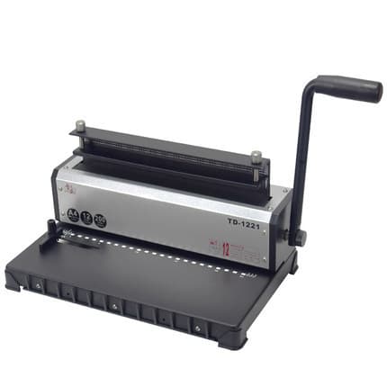 Leisheng TD-1221 binding machine, hole puncher, double-coil binding machine for A3 thick A4 documents, punches holes in the binding.