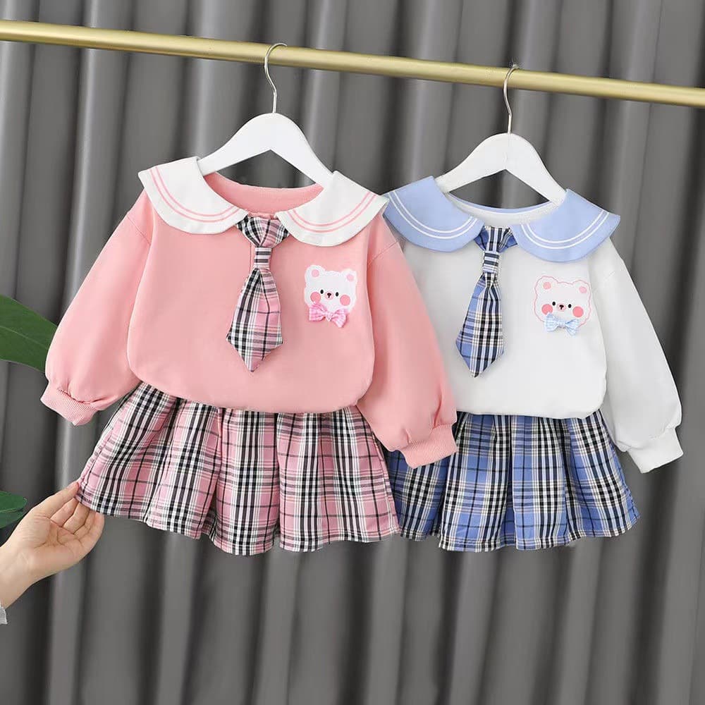Baby Girl Spring Autumn Set Skirt Fashionable Children's Clothes Korean Style Two-Piece Outfit Infant Toddler Cotton Dress