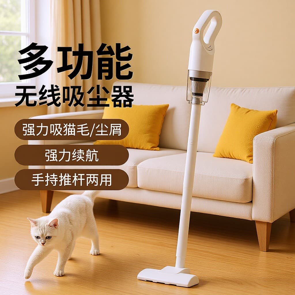 Wireless Vacuum Cleaner, Home Small Large Suction Power, Handheld Vacuum and Mop All-in-One, Cordless Rechargeable Multi-Function