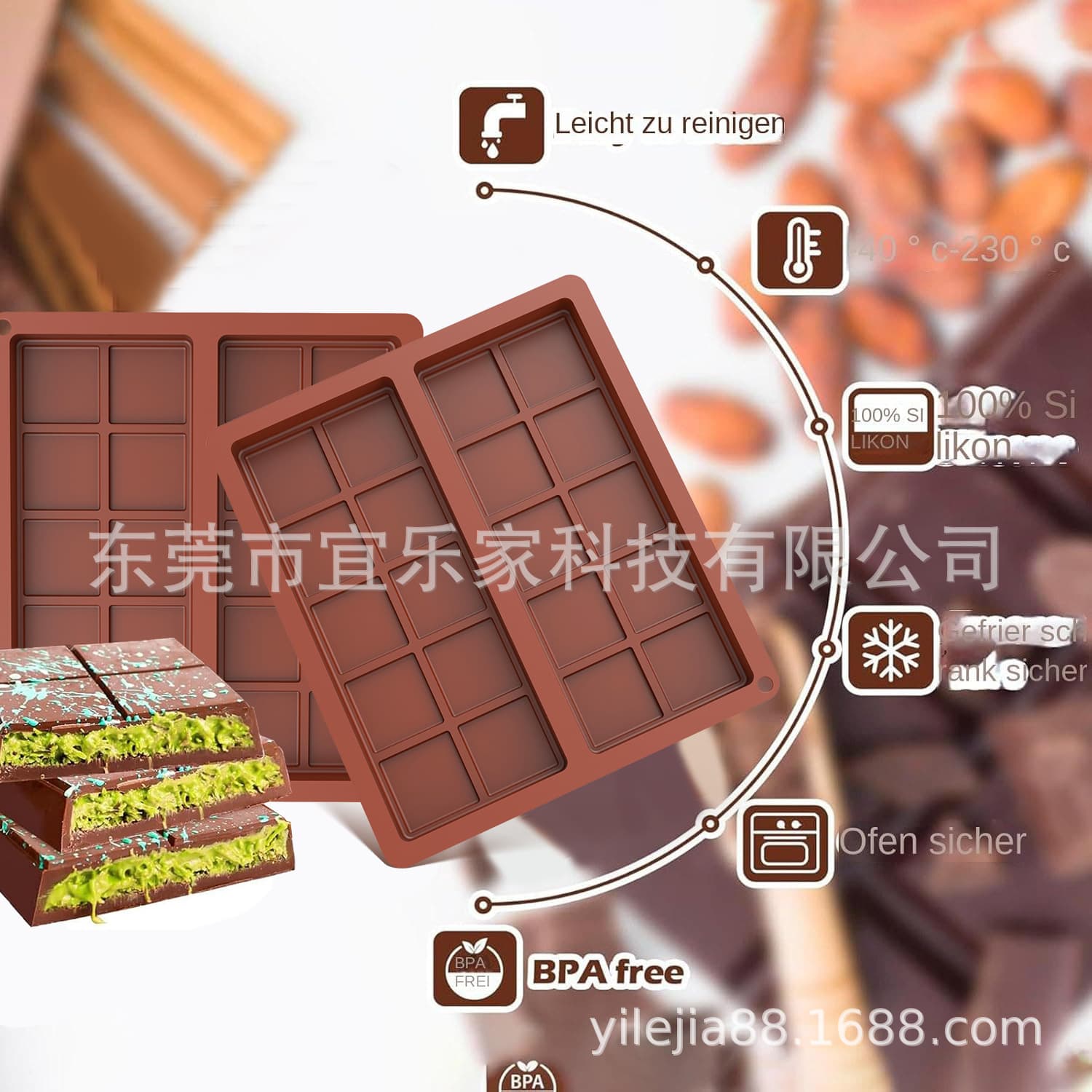 Cross-border new product silicone chocolate mold DIY 20 grid large food grade chocolate mold baking utensils