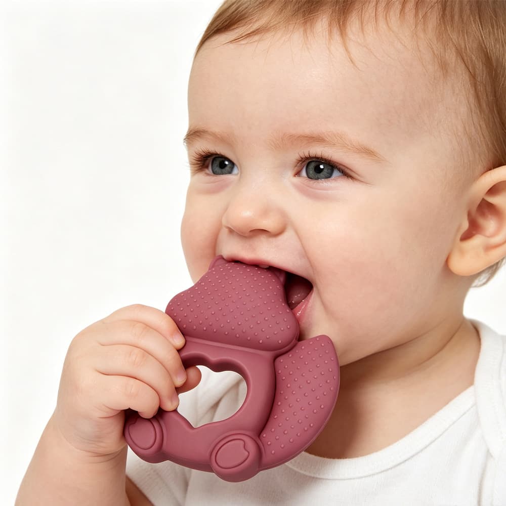 New Cross-Border Baby Teether Food-Grade Silicone Squirrel Teething Toy Baby Molar Stick Factory Stock