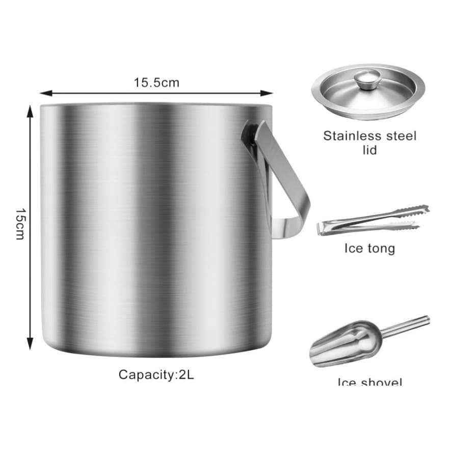 Wow Custom 304 Stainless Steel Ice Pellet Bucket Handle Bar KTV Double Layer Insulation Ice Bucket Red Wine Bucket Beer Bucket