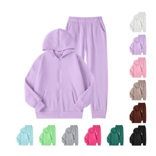 Kids Winter European and American Trendy Boys Fleece Hoodie Set, Zip-Up Hooded Sportswear for Older Boys and Girls, Multiple Colors