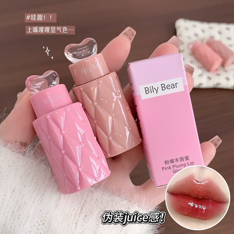 Bily Bear pink plump lip gloss water-gloss mirror plump lip peach nude pseudo-faced student affordable lip glaze