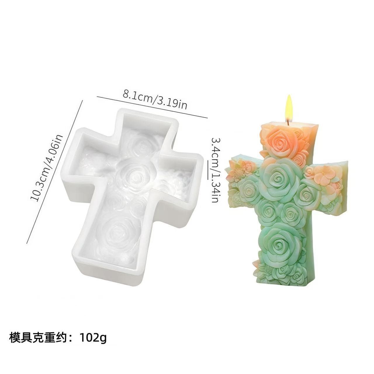 Rose Cross Silicone Mold Rose Tower Aromatherapy Candle Mold Plaster Ornament Back Decoration Mold