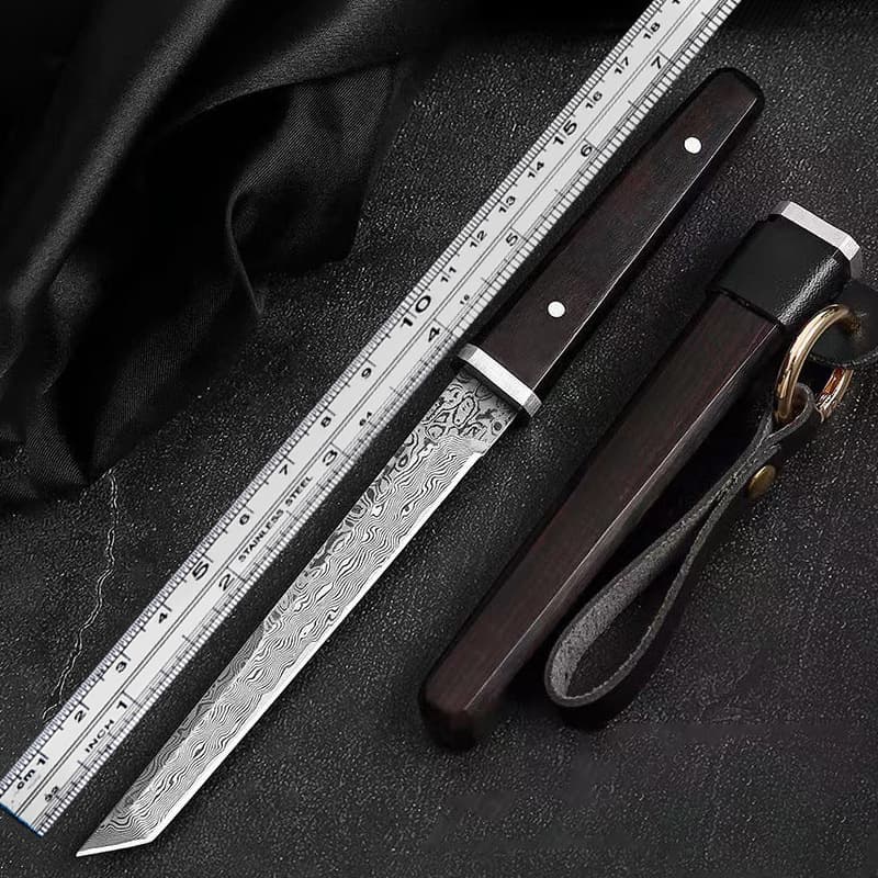 Outdoor Handmade Knife Portable Damascus Steel Fruit Knife Meat Knife Straight Knife Handheld Meat Knife