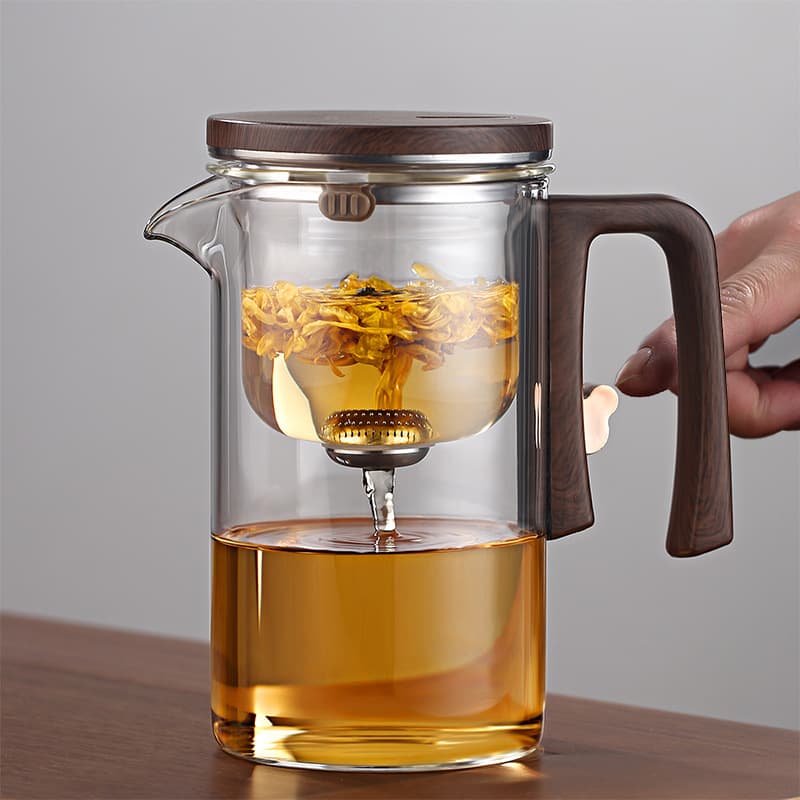 Small Waist New Stemless Floating Cup with Magnetic One-Key Filtration, Automatic Tea-Water Separation Glass Teapot