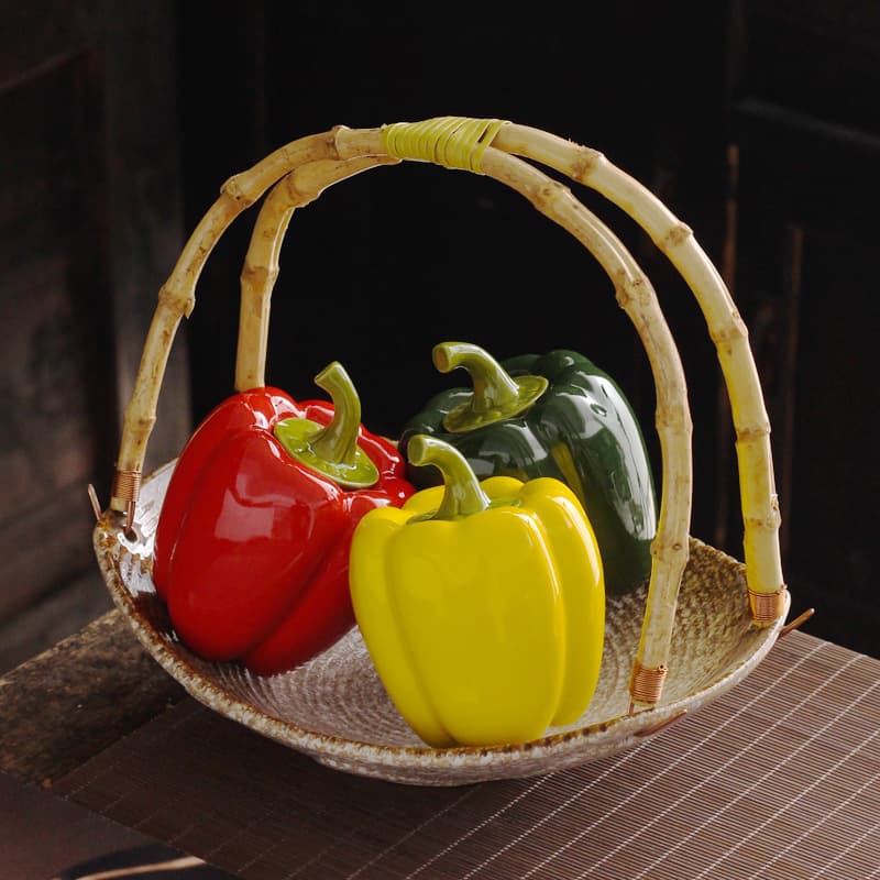 Green Pepper Ceramic Tea Canister Small Creative Decorative Tea Storage Jar Airtight Container Vegetable Pepper Jar