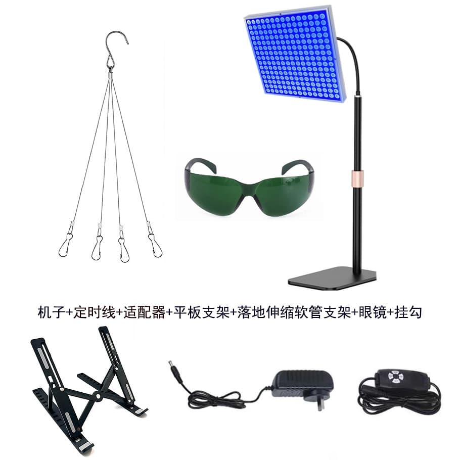 LED Panel Timer Tanning Light 225 Lamp Beads 395nm Sunbed Light Floor Stand Telescopic Panel Light 45W Blue Light