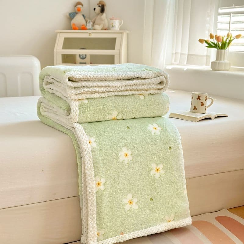 Blanket sheet small throw cover student dormitory thermal single-sided flannel thickened coral fleece double-sided nap blanket