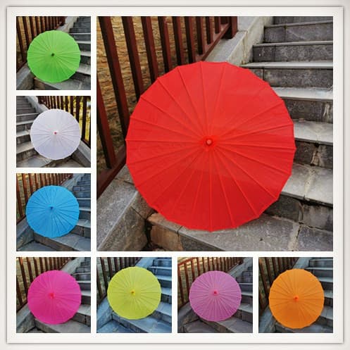 Ancient costume silk cloth plain color oil paper umbrella outdoor sun protection classical dance cheongsam catwalk performance prop ceiling decoration umbrella