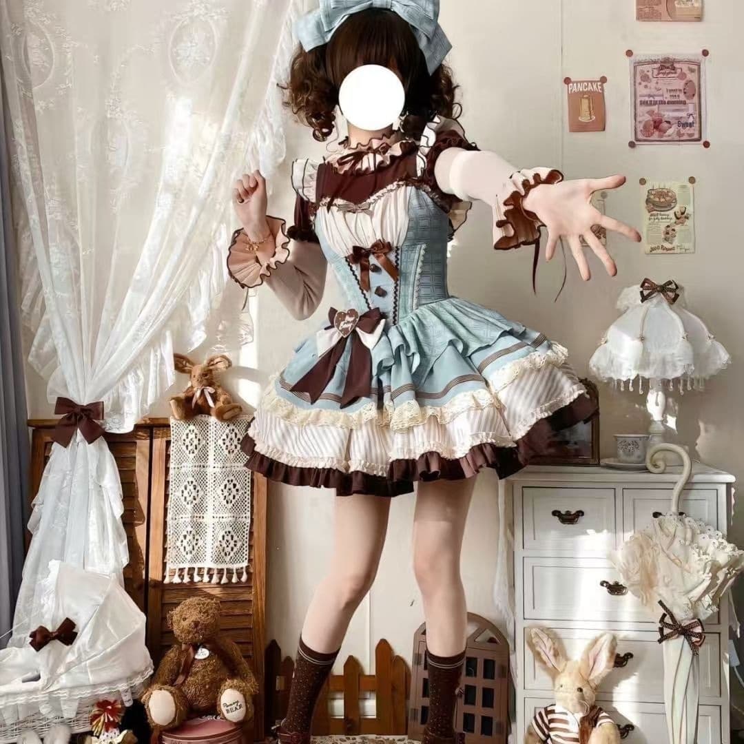 Thin Qiaofufu New Year Mint Chocolate Original Design Dog Short Princess Dress Cute Dress