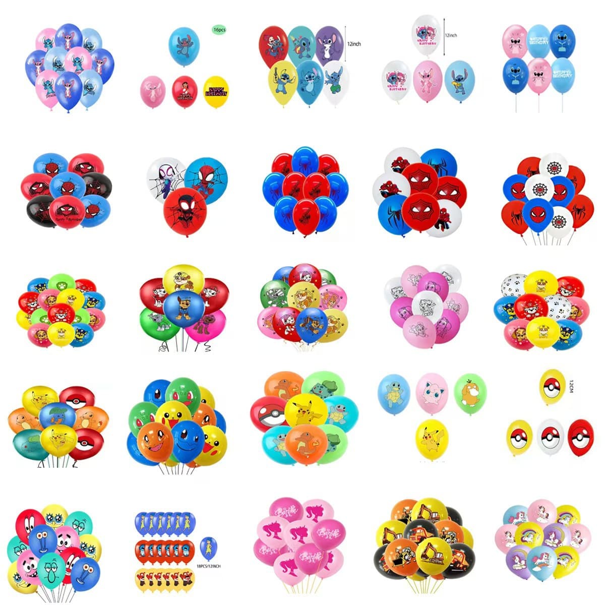 Cross-border Trade 12-inch 2.8g Cartoon Animation Anime Film Game Party Decoration Latex Balloon Set