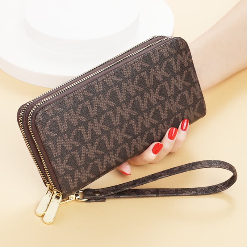 Long Wallet Women Korean Style Wholesale 2022 New Double Zipper Clutch Bag Women Double Layer Printed Large Capacity Phone Bag
