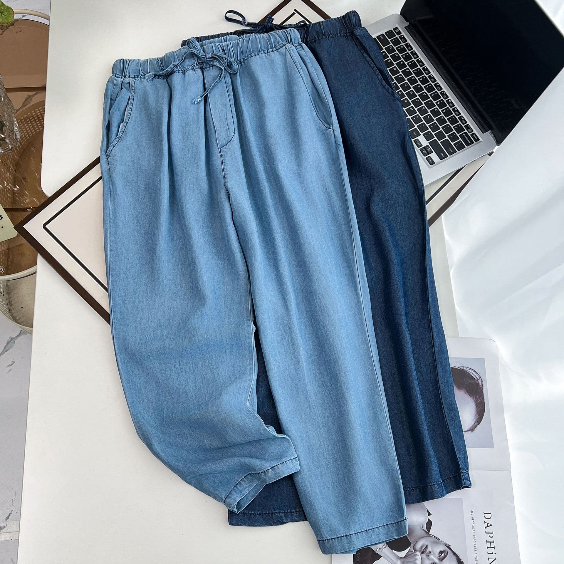 Plus Size Women's Casual Pants Summer New Thin Jeans Harem Pants Capri Pants 8304 for 200 lbs