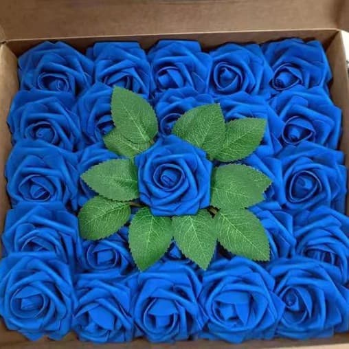 Cross-border 8CM Artificial Rose Head Strap Pole, 25 Boxed PE Artificial Rose Head, Wedding Bouquet Decoration