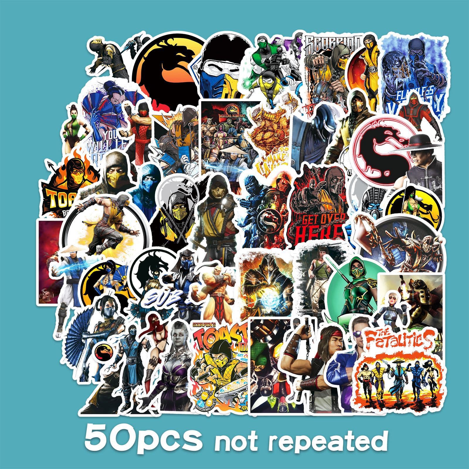 50 pieces of Mortal Kombat graffiti stickers, personalized cross-border game creative DIY skateboard water cup luggage stickers