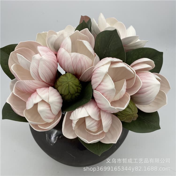 Artificial Magnolia Bud Single Stem Dried Wood Lotus Flower Bundle Floor-standing Floral Arrangement Decor