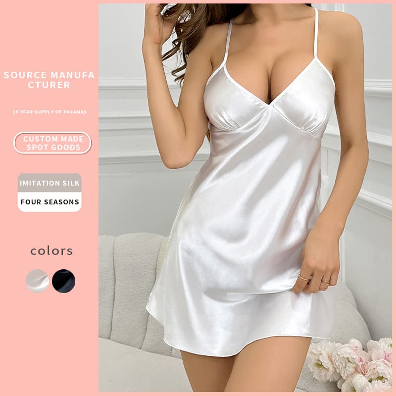 New Cross-Border Spaghetti Strap Slip Dress Sexy Backless Short Dress Pure Desire Style Homewear Women's Pajama Nightgown