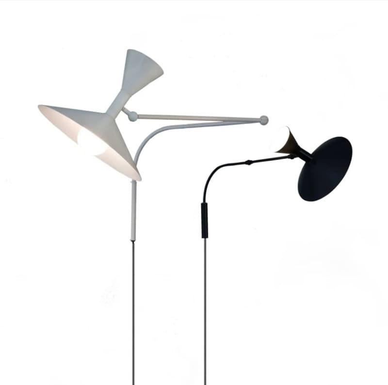 Nordic Nemo Italian designer minimalist bedroom bedside lamp living room swingable rotating horn wall lamp
