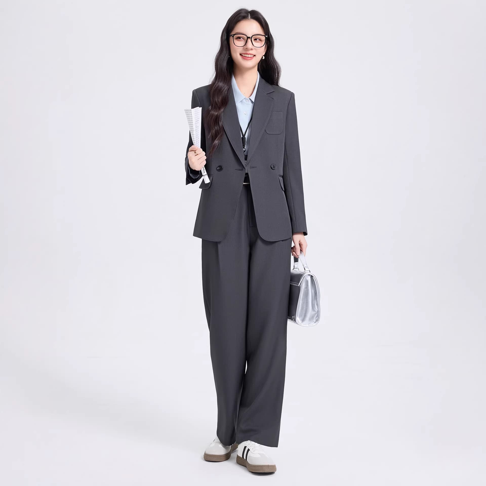 Dark Gray Women's Suit Set 2026 New Style for College Students Formal Occasions Commuting Civil Service Interview Professional Attire